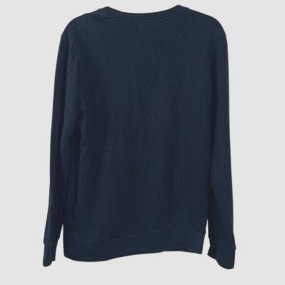 21 Men Navy Sweatshirt With Aztec Print Pocket Long Sleeve Crewneck - Picture 6 of 7